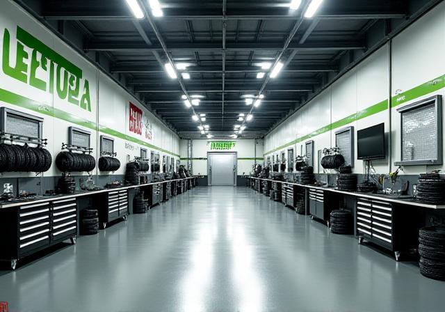 Interior view of Beryl Boost Performance's clean, modern workshop showing empty bays and specialized tools